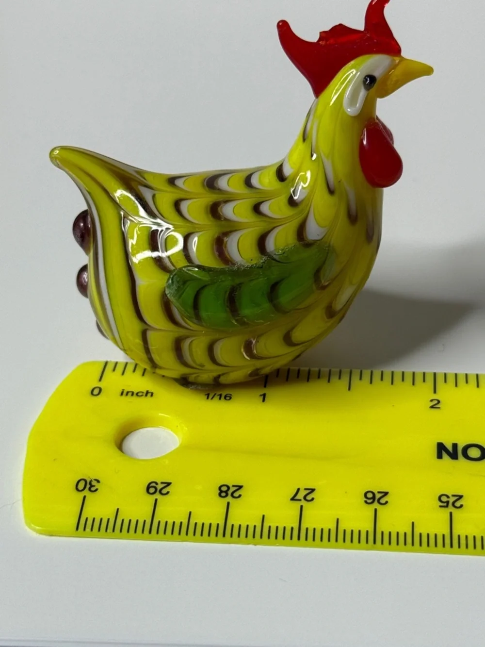 Imperfect Lenox Yellow Glass Chicken Figurine vintage brightly colored glass - Picture 12 of 13